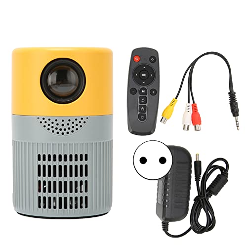 Elprico Tragbarer -Projektor, Tragbarer 1080P-HD-Heimprojektor, Tragbarer Filmprojektor mit Kinosound, Dual-Lüfterkühlung, Filmprojektor für DVD, 100 V-240 V(Gelb-grau) von Elprico