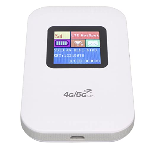 Elprico Tragbares 4G Low Cost Travel WiFi, 4G Wireless Router Bis zu 10 Benutzer, 1,44 Zoll LED-Display Wireless Router mit 2100 MAh Akku für Telefon PC Tablet von Elprico