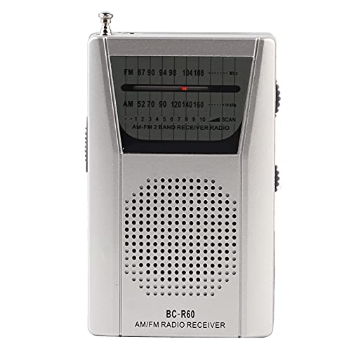 Elprico Tragbares Radio -Radio, Universal-Radio Pocket AM FM Personal Radio World Receiver Eingebauter Lautsprecher Silber von Elprico