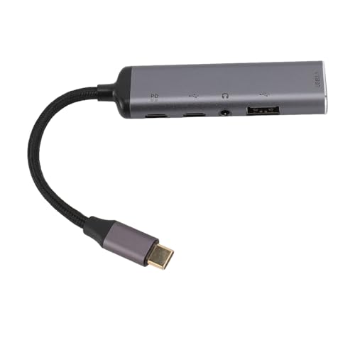 Elprico USB-C-Hub, 5-in-1-USB-C-Adapter mit 3,5-mm-Kopfhöreranschluss, 100 W PD, USB 3.1-Typ-A-Anschluss, USB-C-Anschluss und USB 2.0-Typ-A-Anschlüsse, USB-C-Dockingstation für von Elprico