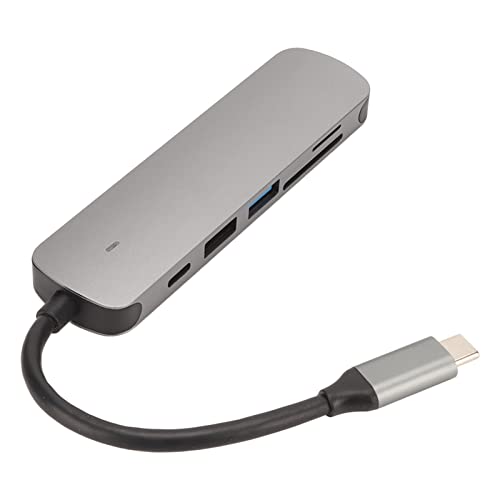 Elprico USB-C-Hub, 6-in-1-Typ-C-Dockingstation, Typ-C-zu-HD-Multimedia-Schnittstelle, USB3.0, USB2.0, Speicherkarte, Speicherkarte, PD-Dockingstation von Elprico
