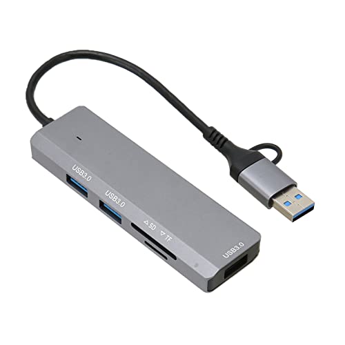 Elprico USB-C-Hub, USB-C-auf-USB-3.0-Splitter-Multport-Adapter, Micro-SD- und SD-Kartenleser, Kompatibel für USB-C-Laptops und Andere Typ-C-Geräte von Elprico