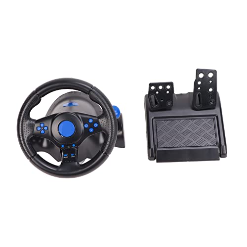 Elprico USB Game Racing Wheel, 180 ° Rotation 7 in 1 Vibrationslenkrad USB Game Lenkrad mit Pedal für PS4 PC von Elprico