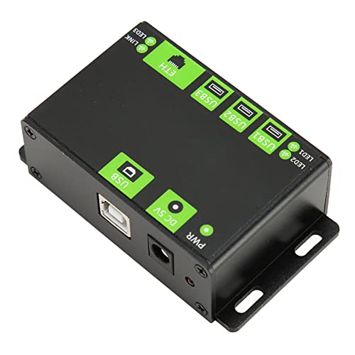 Elprico USB-Hub, 3-Wege-USB-Hub aus Metall mit 100-M-Netzwerkanschluss, Stabile Stromversorgung, ESD-Schutz, USB-Splitter Kompatibel mit, (EU-Stecker) von Elprico