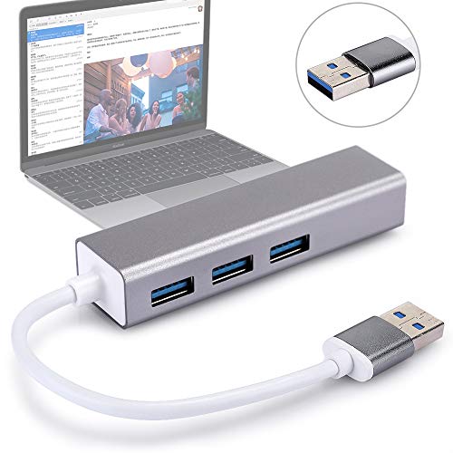 Elprico USB-zu-RJ45-Adapter, Kabelgebundene Netzwerkkarte aus Aluminiumlegierung 100M USB + 3.0 HUB-Adapter USB zu RJ45 von Elprico
