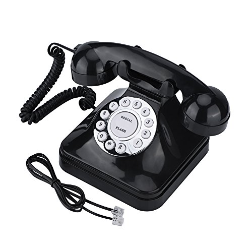 Elprico WX-3011 Retro Festnetztelefon, Vintage Schwarz Multifunktionsplastik Heimtelefon Desktop-Telefon Kabel Festnetztelefon von Elprico