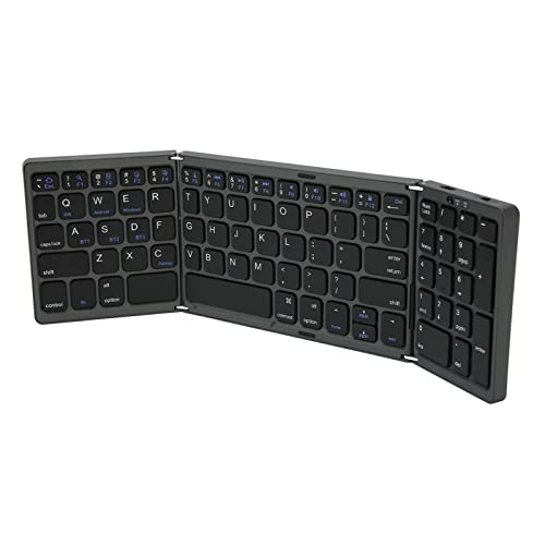 Elprico Zusammenklappbare Bluetooth-Tastatur, 81 Tasten, Faltbare Bluetooth-Tastatur mit Zifferntaste, Eingebauter Akku, Typ-C-Schnittstelle, Bluetooth-Tastatur Im Taschenformat für von Elprico