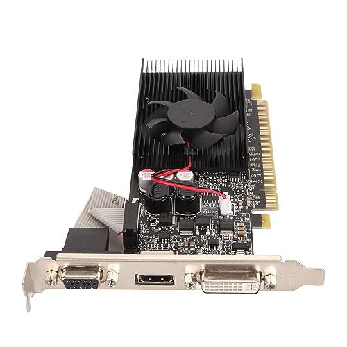 GT610 2 GB DDR3-Grafikkarte mit VGA, DVI, PCI Express X16 1.1-Anschluss, Stabiles und Reibungsloses Gaming, Mehrere Schnittstellen, Leiser Lüfter, Langlebiges Material von Elprico