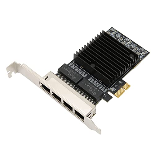Gigabit-Ethernet-PCIe-Netzwerkkarte, 4-Port-82571-Chipsatz, Stabile Übertragung, Schnelle Kühlung, Kompatibel für Server-PC-Desktop, mit Low-Profile-Halterung und RJ45 von Elprico
