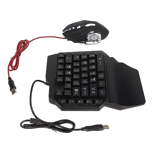 Halbhand-Gaming-Tastatur und Maus-Kombination, 35 Tasten, Tragbare PUBG-Gaming-Tastatur mit Handgelenkauflage, Kabelgebundener Gaming-Maus-Konverter für Android IOS von Elprico