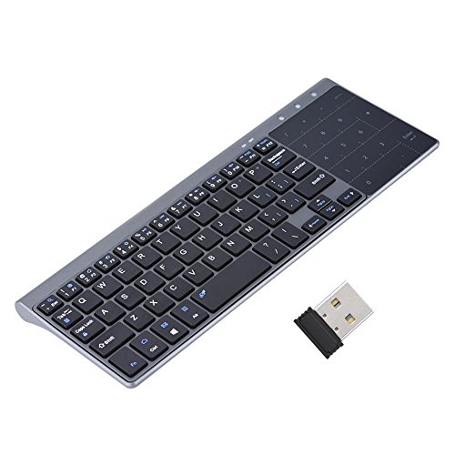 Kabellose Tastatur, 2,4 GHz, Tastatur mit Touchpad, 1200 DPI, kabellose Tastatur, schmal, für PC/Laptop/TV Box von Elprico