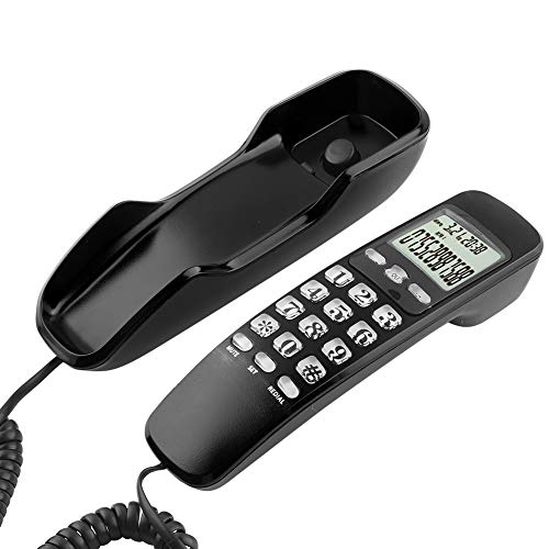 Löschfunktion LCD Displa Telefon, Telefon, Festnetztelefon, Heimtelefon, Kabelgebundenes Minitelefon, Wandtelefon für das Heimbüro(schwarz) von Elprico