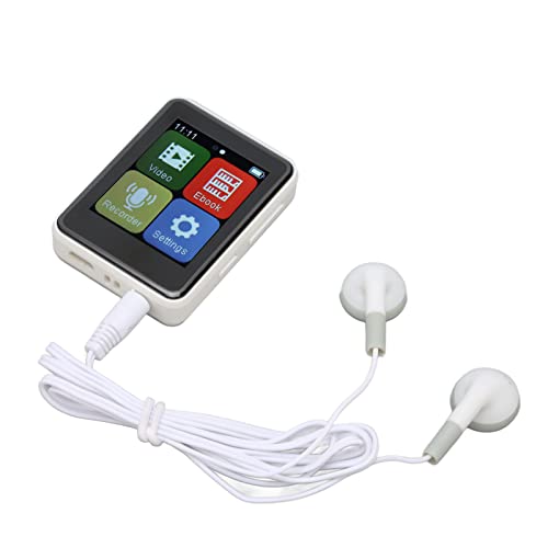 MP3-Player, MP4-Player mit Bluetooth 5.0, 1,8-Zoll-Voll-Touchscreen, Tragbarer Musik-Player mit Lautsprecher, HiFi-Klangqualität, E-Book, Radio (Weiss) von Elprico