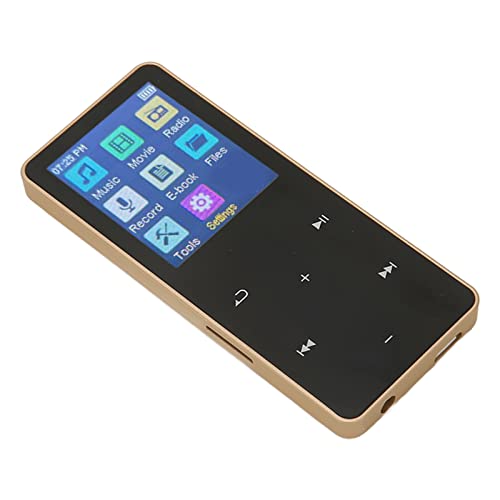 MP3-Player mit UKW-Radio und Diktiergerät, 1,8-Zoll-Touchscreen-MP4-Player mit Bluetooth, Leichter Tragbarer HiFi-Musikplayer für den Sport (Gold) von Elprico