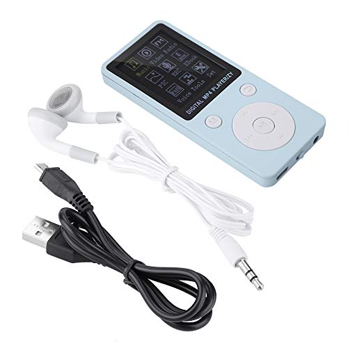 MP4-Musik-Player, tragbarer Bildschirm-Musikrekorder und -Player, digitaler MP4-Player Unterstützt 32 GB TF-Karte mit Kopfhörer und Langer Standby-Zeit(Blau) von Elprico