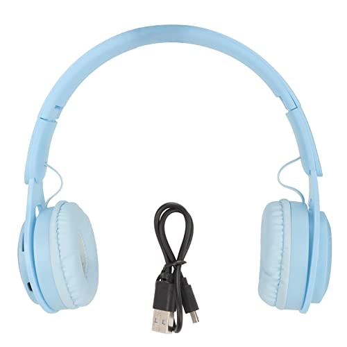 Macaron BT5.0 Kopfhörer, Tragbares, Faltbares, Farbenfrohes, Kabelloses On-Ear-Stereo-Headset, Musik-Kinderkopfhörer mit Einstellbarer Länge, Geschenke für (Blau) von Elprico