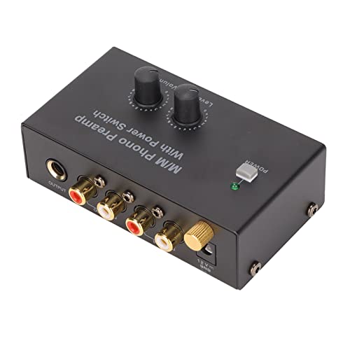 Phono-Plattenspieler-Vorverstärker, Audio-Vorverstärker mit 12-V-DC-Adapter, Hi-Fi-Audiophile-Vorverstärker mit Zwei Verstärkungen, für Vinyl-Plattenspieler, Plattenspieler von Elprico