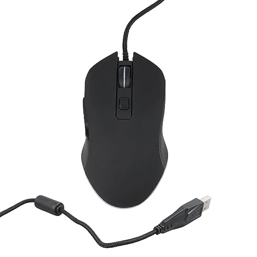 RGB-leuchtende Kabelgebundene Maus, DPI-verstellbar, Mehrfarbiges Atemlicht, Sanfte Fußunterstützung, Entwickelt für Büroarbeit und Gaming (Black) von Elprico