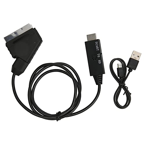 Scart-zu-HDMI-Konverter, 1080p 60 Hz Scart-zu-HDMI-Adapter, USB-Netzteil, HD-Videokonverter, für Fernseher und DVD-Player von Elprico