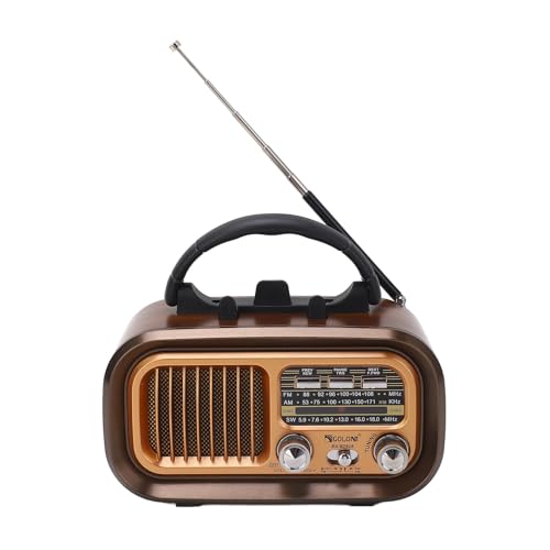 Tragbarer Vintage-Radio-Lautsprecher mit, AM-FM-Radio, 3 Bänder, Multifunktional, Unterstützt MP3 WMA WAV, Tragbar für den Innen- und Außenbereich (RXBT628) von Elprico