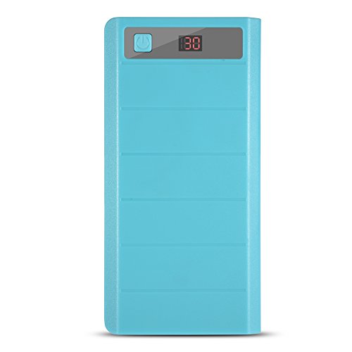 Tragbares Ladegerät 20000mAh 2USB Power Bank, 8 x Batterien Power Bank Kit Gehäuseschale Dual USB + Typ C + Micro USB Port(Blau) von Elprico