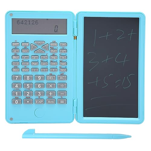 Wissenschaftliche Taschenrechner, Tragbarer 10-stelliger LCD-Display, Wissenschaftlicher Taschenrechner mit Löschbarem LCD-Schreibtablett, Tischrechner für die Schule (Himmelblau) von Elprico
