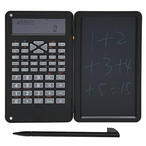 Wissenschaftliche Taschenrechner, Tragbarer 10-stelliger LCD-Display, Wissenschaftlicher Taschenrechner mit Löschbarem LCD-Schreibtablett, Tischrechner für die Schule (Schwarz) von Elprico