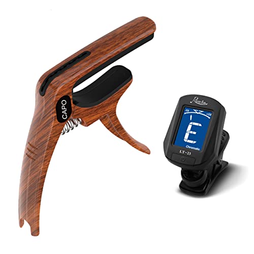 Elrido Gitarren-Kapodaster mit Stimmgerät, Gitarren-Kapodaster mit Gitarrenplektren-Halter, Kapodaster mit Gitarren-Stimmgerät, Clip-On-Stimmgerät, digitales chromatisches Stimmgerät für akustische Elrido Gitarren-Kapodaster mit Stimmgerät, Gitarren-Kapodaster mit Gitarrenplektren-Halter, Kapodaster mit Gitarren-Stimmgerät, Clip-On-Stimmgerät, digitales chromatisches Stimmgerät für akustische von Elrido