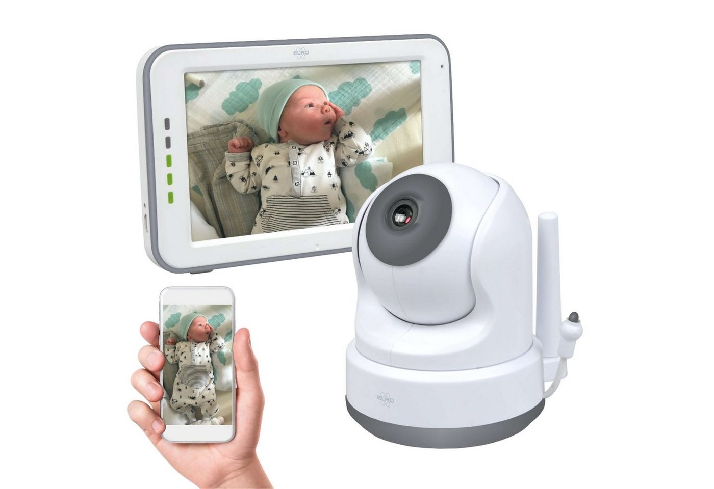 Elro Video-Babyphone BC3000, Royaler HD XL Monitor, App, VOX und Gegensprechfunktion von Elro