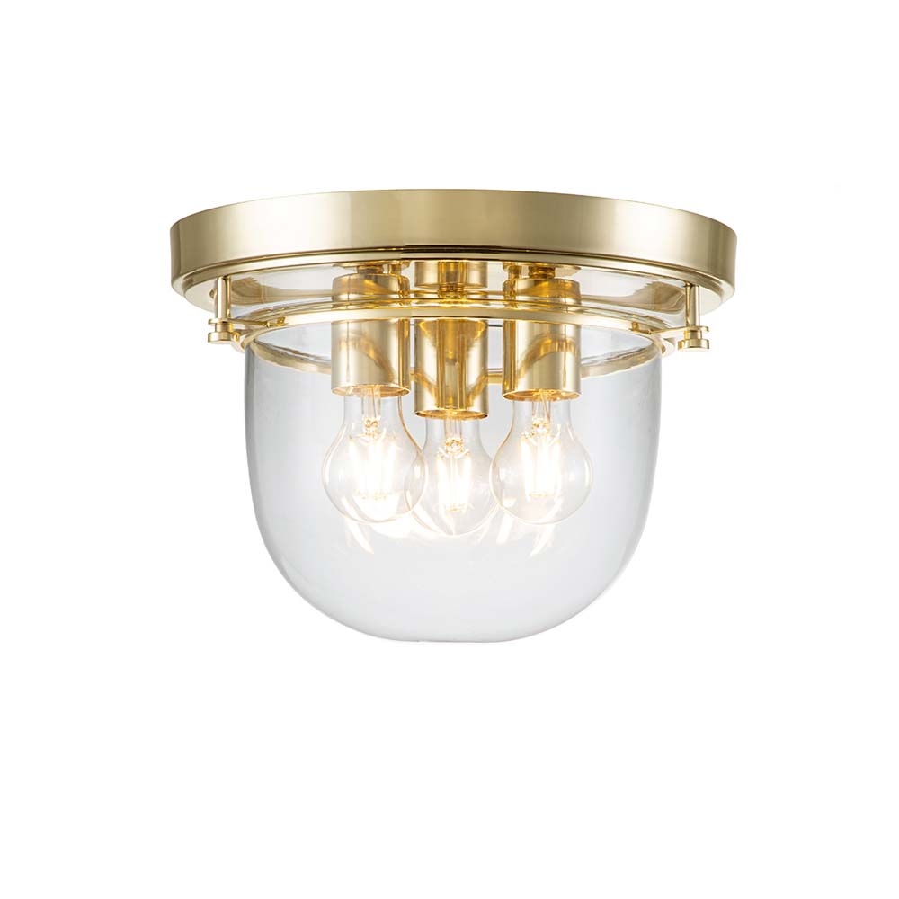 Deckenleuchte, 3-Flammig, Stahl messing, Glas klar, D 33 cm Deckenleuchte, 3-Flammig, Stahl messing, Glas klar, D 33 cm von Elstead Lighting
