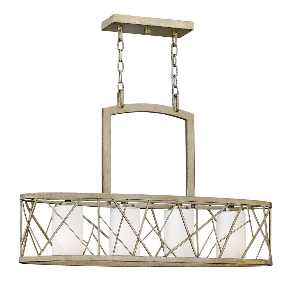 Deckenleuchte, Pendellampe, Metall Glas, Silber, B 81,3 cm Deckenleuchte, Pendellampe, Metall Glas, Silber, B 81,3 cm von Elstead Lighting