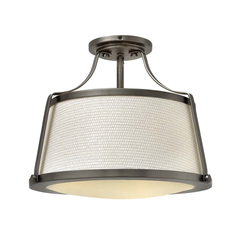 Deckenleuchte, Stahl Leinen, Nickel, D 40,6 cm Deckenleuchte, Stahl Leinen, Nickel, D 40,6 cm von Elstead Lighting