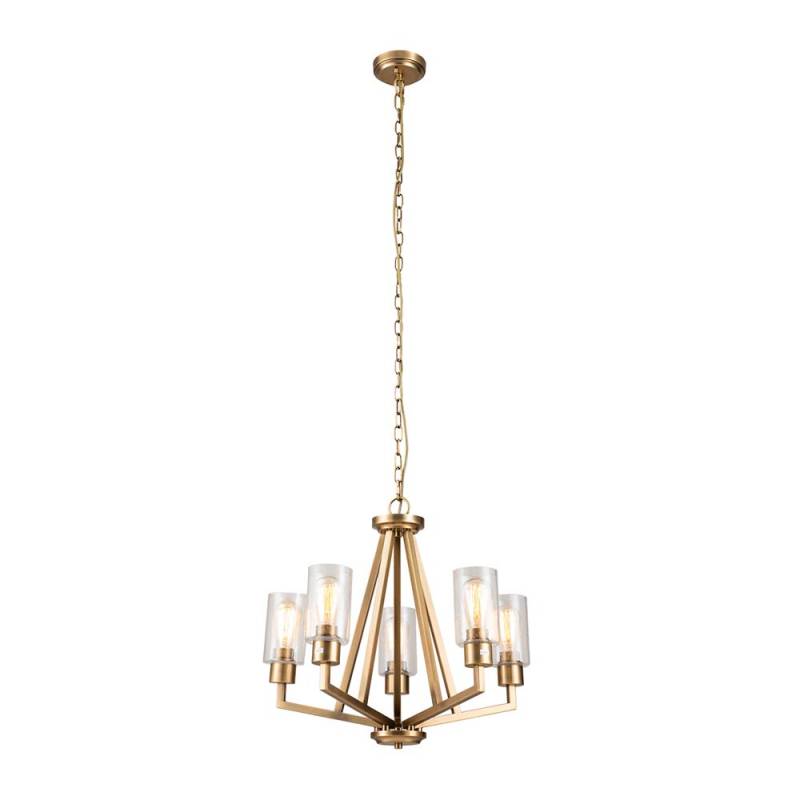 Kronleuchter, Stahl Glas, Messing, D 61,1 cm von Elstead Lighting