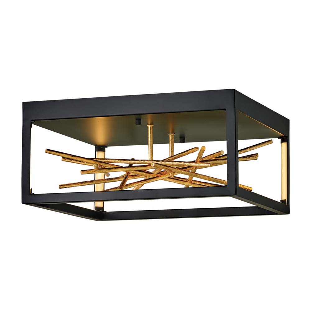 LED Deckenleuchte, Stahl, Schwarz Gold, B 46 cm LED Deckenleuchte, Stahl, Schwarz Gold, B 46 cm von Elstead Lighting