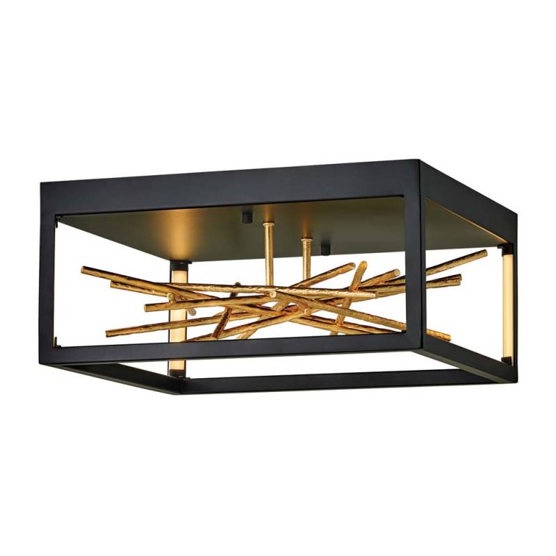 LED Deckenleuchte, Stahl, Schwarz Gold, B 46 cm von Elstead Lighting