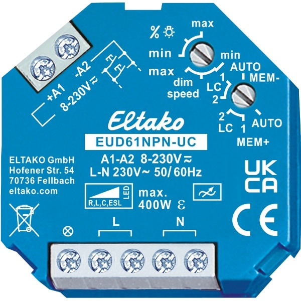 ELTAKO Stromstoß-Dimmschalter EUD61NPN-UC, 8-230VUC, 400W up von Eltako