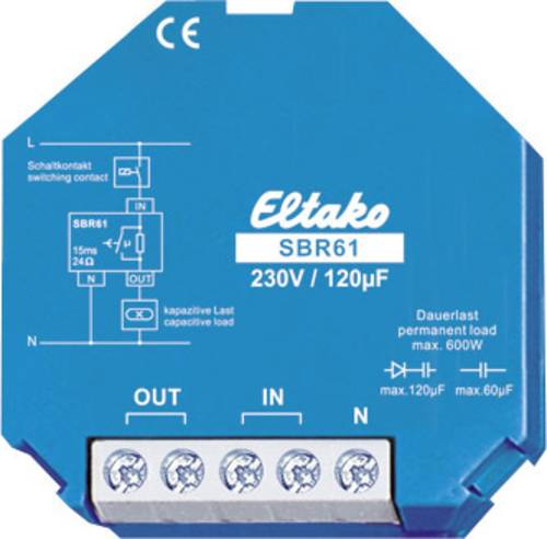 Eltako 61100330 Strombegrenzungsrelais kapazitiv 230V/120 Mikrofarad. 1 Schließer 10A/250VAC Blau von Eltako