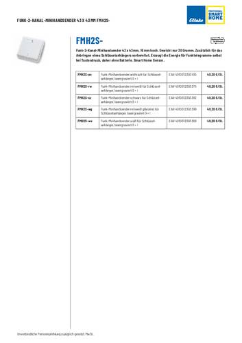 Eltako FMH2S-an Funk Handsender Reichweite max. (im Freifeld) 30m von Eltako