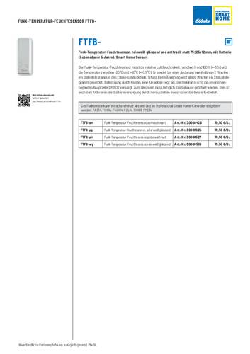 Eltako FTFB-pm Temperatursensor und Luftfeuchtesensor Reichweite max. (im Freifeld) 30m von Eltako