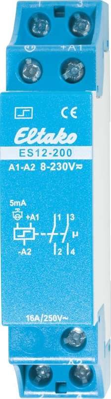 Eltako Stromstoß-Schalter ES12-200, 2 Schließer 16 A ES12-200 8 - 230 V/UC oder 230 V 2 Schließer 16 A 250 V/AC (Glühlam (21200002) von Eltako