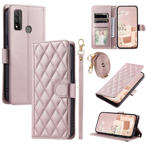 Elubugod Kompatibel mit Huawei P smart 2020 Hülle,Kompatibel mit Huawei P smart 2020 POT-LX1A POT-L21A Pot-LX3 Flip Ledertasche Schutzhülle Hülle Pink von Elubugod