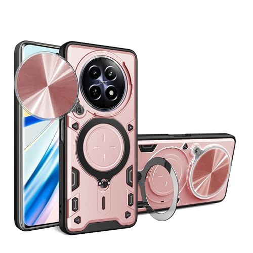 Elubugod Kompatibel mit Realme 12 5G Handytasche,Kompatibel mit Realme 12x 5G (India Global) RMX3998 Hülle Schutzhülle Kamera Schiebeabdeckung Pink von Elubugod