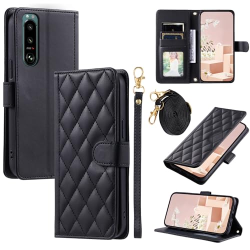 Elubugod Kompatibel mit Sony Xperia 5 IV Hülle,Kompatibel mit Sony Xperia 5 IV 5G XQ-CQ44 XQ-CQ54 XQ-CQ62 XQ-CQ72 Flip Ledertasche Schutzhülle Hülle Black von Elubugod