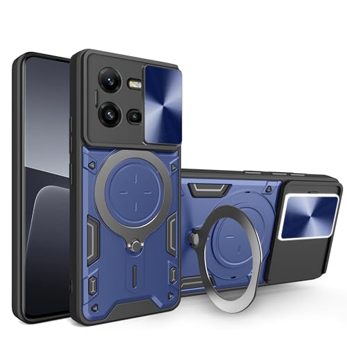 Elubugod Kompatibel mit Vivo V25e 4G Handytasche,Kompatibel mit Vivo V25 5G V2202 / V25e 4G V2201 / X80 Lite 5G V2208 Hülle Schutzhülle Kamera Schiebeabdeckung Blue von Elubugod