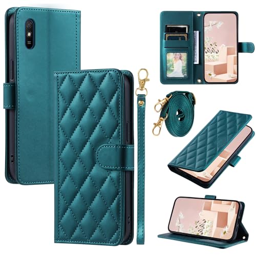 Elubugod Kompatibel mit Xiaomi Redmi 9AT Hülle,Kompatibel mit Xiaomi Redmi 9A M2006C3LG M2006C3LI M2006C3LC M2004C3L M2006C3LVG Flip Ledertasche Schutzhülle Hülle Green von Elubugod