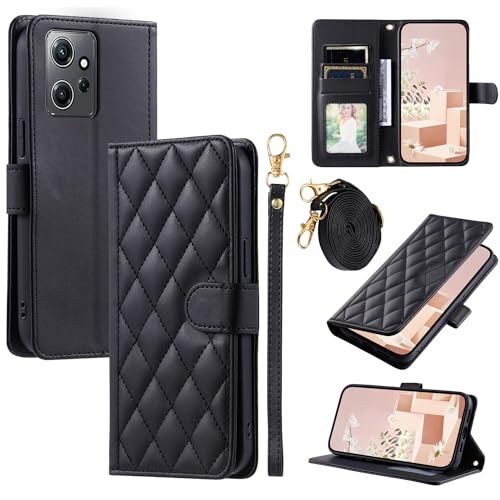 Elubugod Kompatibel mit Xiaomi Redmi Note 12 4G Hülle,Kompatibel mit Xiaomi Redmi Note 12 4G 23021RAAEG 23021RAA2Y 23027RAD4I 23028RA60L Flip Ledertasche Schutzhülle Hülle Black von Elubugod