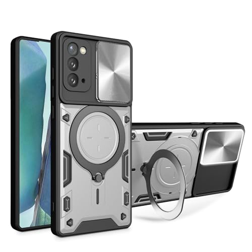 Kompatibel mit Samsung Galaxy Note 20 Handytasche,Kompatibel mit Samsung SM-N980F/DS Galaxy Note20 / SM-N980F SM-N981B/DS SM-N981N SM-N981U Hülle Schutzhülle Kamera Schiebeabdeckung Silver von Elubugod