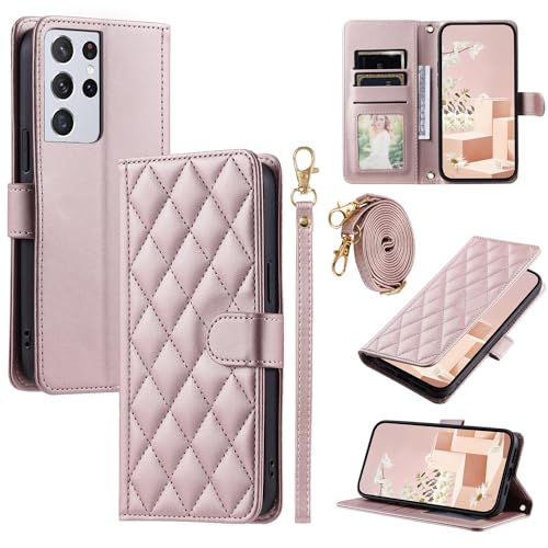 Kompatibel mit Samsung Galaxy S21 Ultra Hülle,Kompatibel mit Samsung SM-G998B/DS Galaxy S21 Ultra/SM-G998U1 SM-G998W SM-G998N Flip Ledertasche Schutzhülle Hülle Pink Kompatibel mit Samsung Galaxy S21 Ultra Hülle,Kompatibel mit Samsung SM-G998B/DS Galaxy S21 Ultra/SM-G998U1 SM-G998W SM-G998N Flip Ledertasche Schutzhülle Hülle Pink von Elubugod