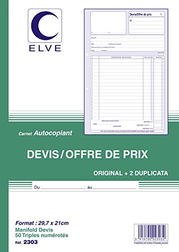 ELVE 22392 Manifold selbstdurchschreibend A4 2 x 10 x 297 Foliotte 50 dreilagig bedruckt ELVE 22392 Manifold selbstdurchschreibend A4 2 x 10 x 297 Foliotte 50 dreilagig bedruckt von Elve