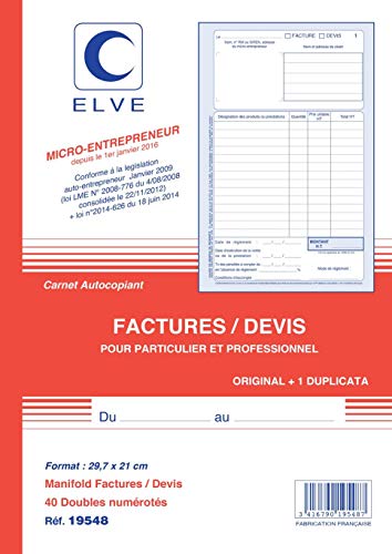 ELVE CARNET 'FACTURES/DEVIS' AUTOUNTERNEHMER 297X210 40/2 (Teil 1) von Elve